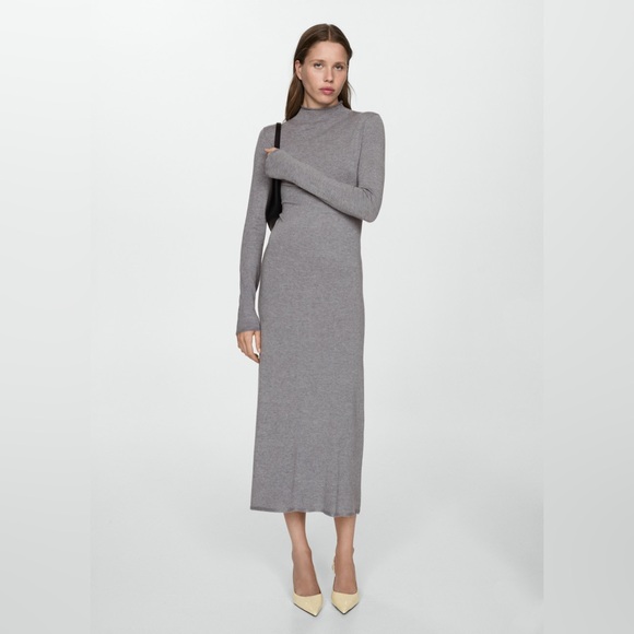 Mango Perkins-Neck Knitted Dress - Picture 1 of 6
